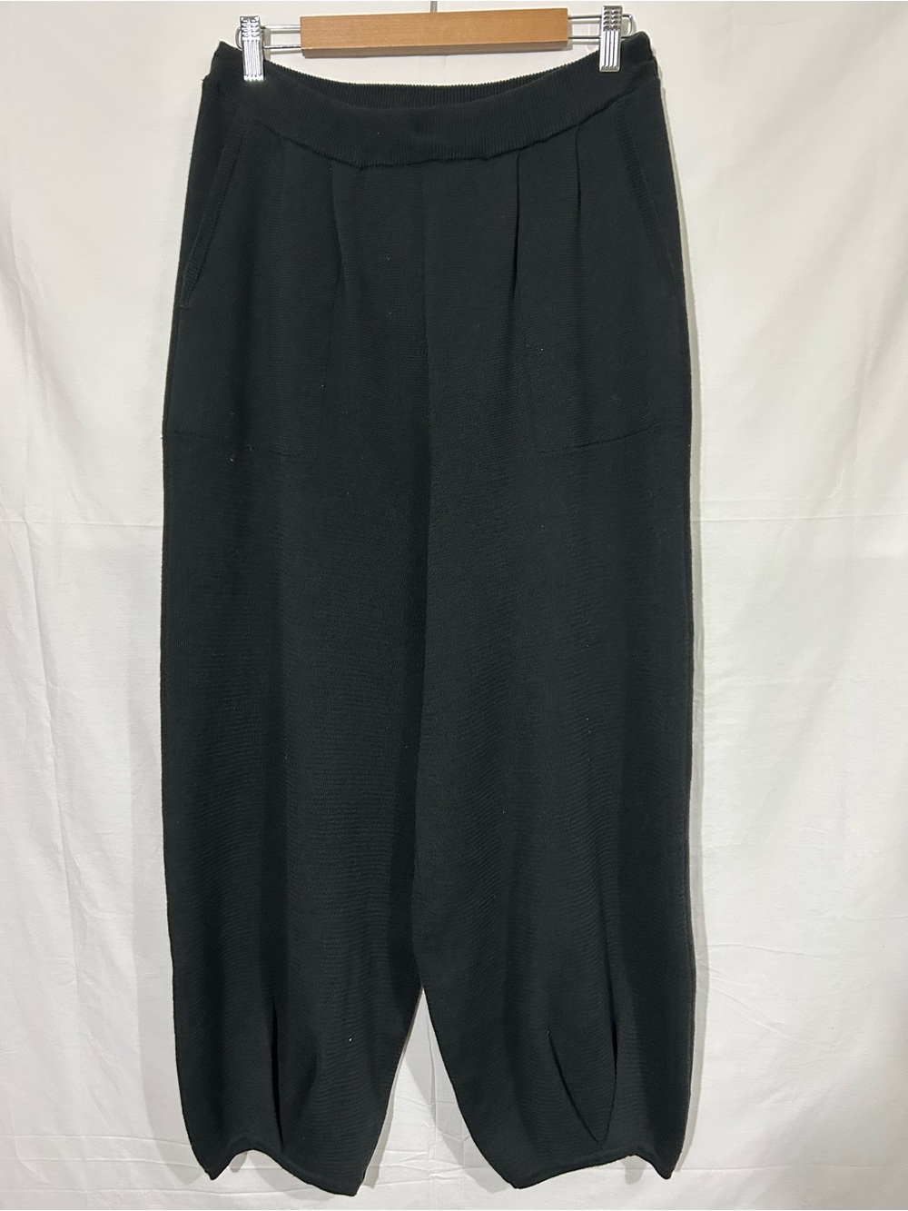 Free People Beach Barrel Leg Knit Pull-On Pants- Black